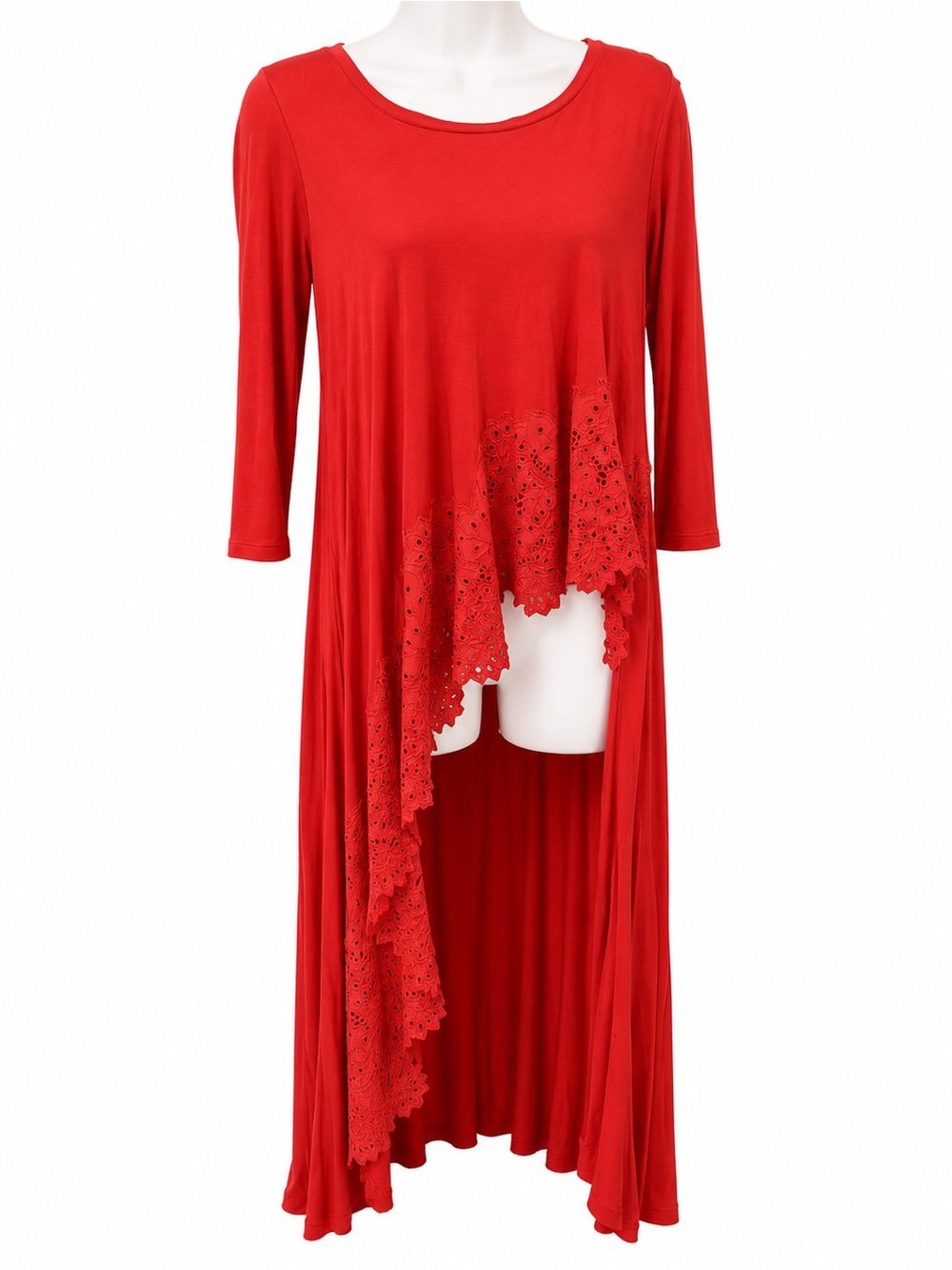 Free People Coral Lace-Asymmetric Maxi Dress